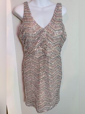 Crystal Doll Multi color chevron pattern Party Mini Dress Size L